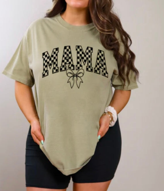 “Checkered Bow Mama” Graphic Tee