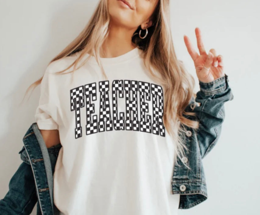 “Checkered Teacher” Graphic Tee