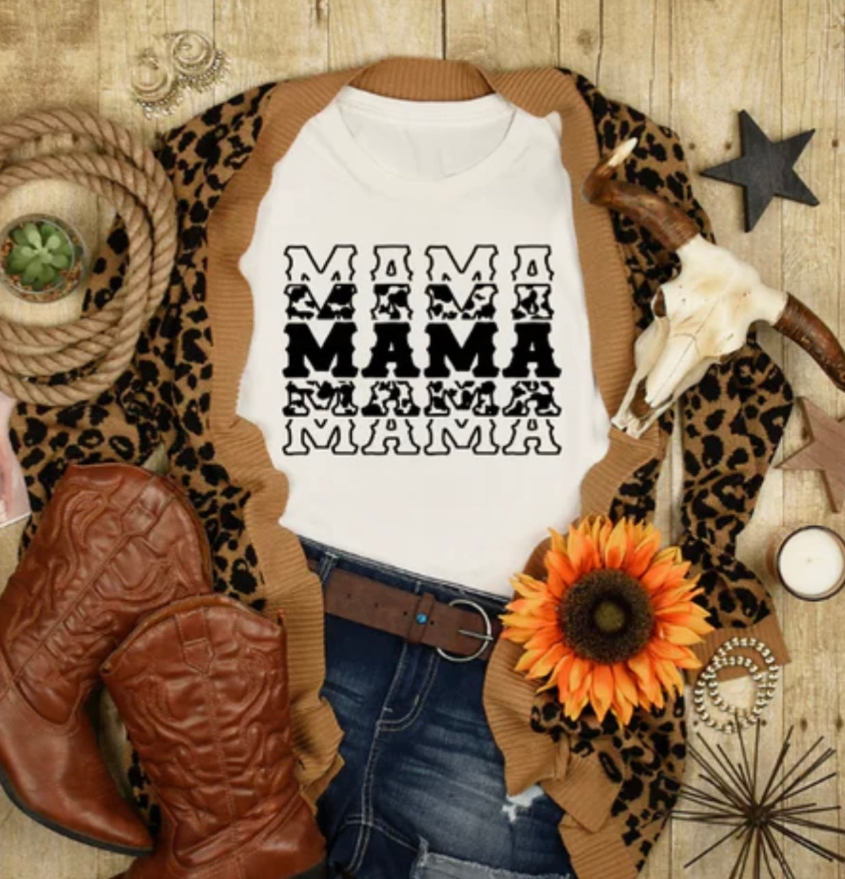 “Cow Print Mama” Graphic Tee