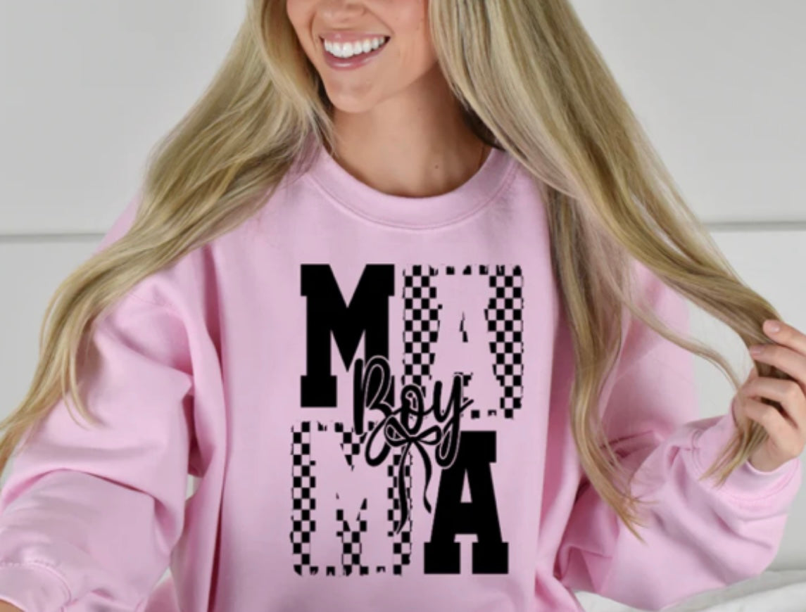 “Checkered Boy Mama” Graphic Tee